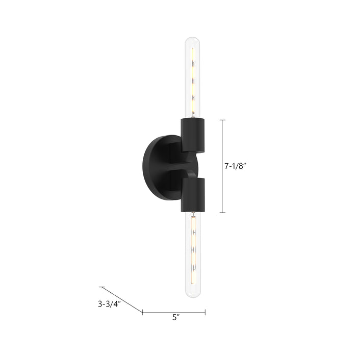 Claire Two Light Wall Sconce Matte Black-Sconces-Alora-Lighting Design Store