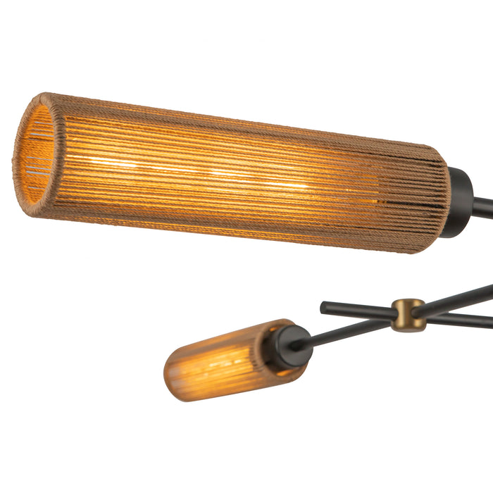 Colby Four Light Linear Pendant Matte Black/Tan Jute-Linear/Island-Alora-Lighting Design Store