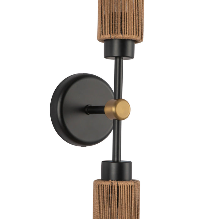 Colby Two Light Vanity Matte Black/Tan Jute-Sconces-Alora-Lighting Design Store