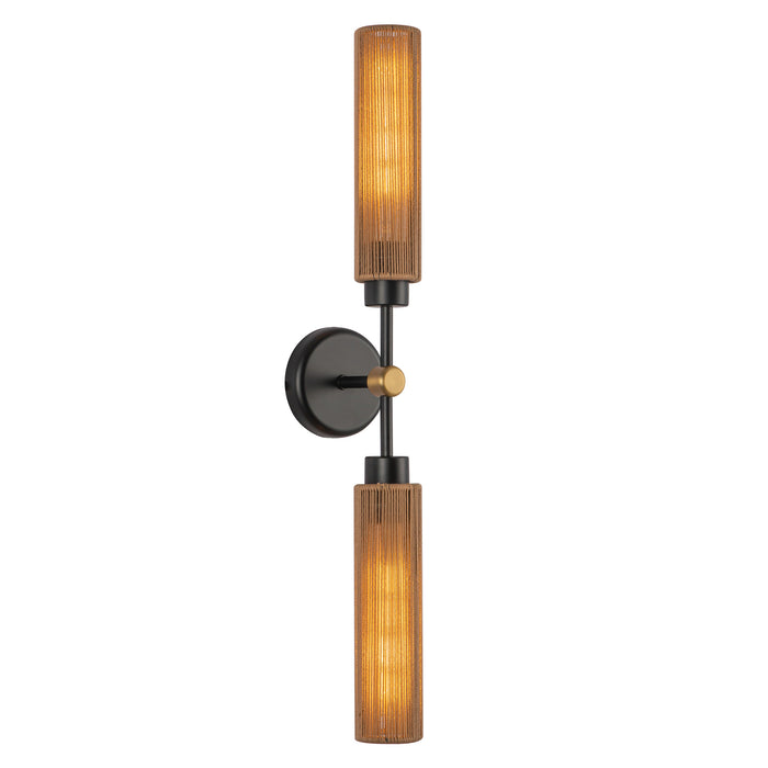 Colby Two Light Vanity Matte Black/Tan Jute-Sconces-Alora-Lighting Design Store