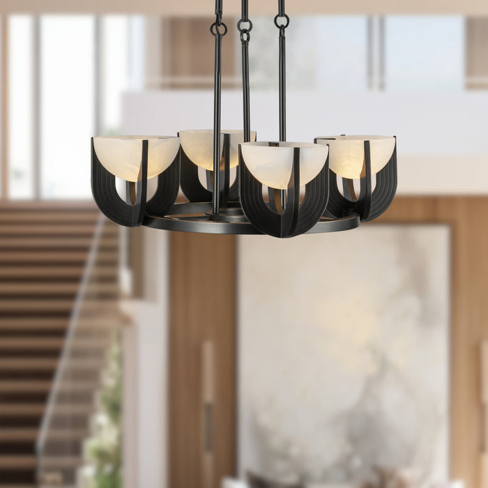 Colette LED Chandelier Urban Bronze/Alabaster-Mid. Chandeliers-Alora-Lighting Design Store