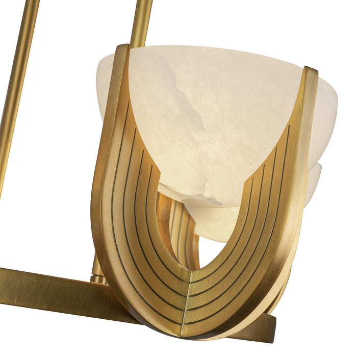 Colette LED Chandelier Vintage Brass/Alabaster-Mid. Chandeliers-Alora-Lighting Design Store