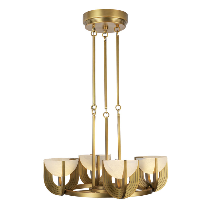 Colette LED Chandelier Vintage Brass/Alabaster-Mid. Chandeliers-Alora-Lighting Design Store