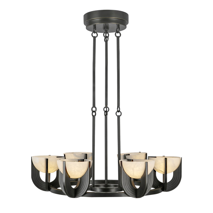 Colette LED Chandelier Urban Bronze/Alabaster-Mid. Chandeliers-Alora-Lighting Design Store
