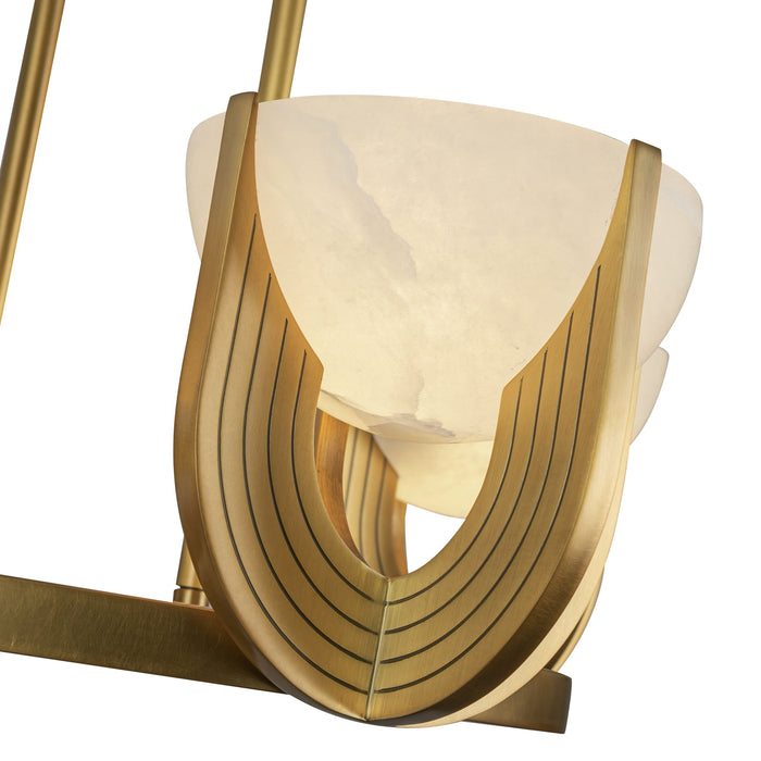 Colette LED Chandelier Vintage Brass/Alabaster-Mid. Chandeliers-Alora-Lighting Design Store