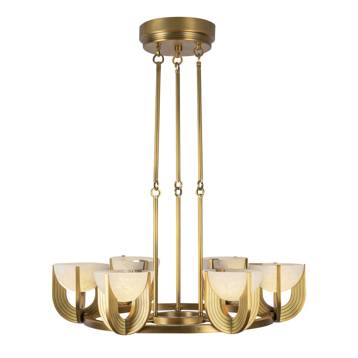 Colette LED Chandelier Vintage Brass/Alabaster-Mid. Chandeliers-Alora-Lighting Design Store