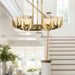Colette LED Chandelier Vintage Brass/Alabaster-Mid. Chandeliers-Alora-Lighting Design Store