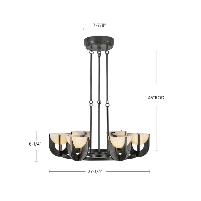 Colette LED Chandelier Urban Bronze/Alabaster-Mid. Chandeliers-Alora-Lighting Design Store