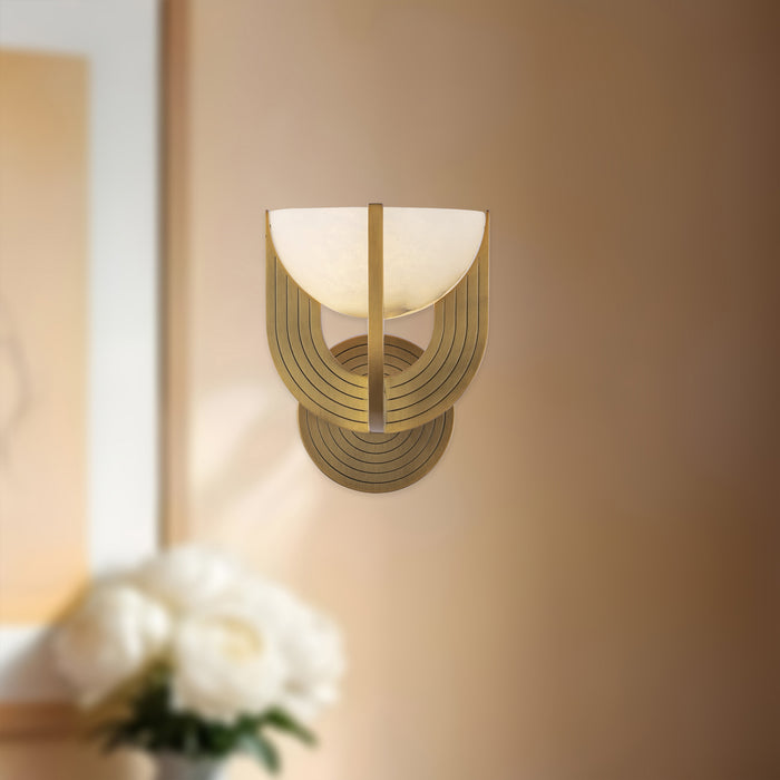 Colette LED Wall Vanity Vintage Brass/Alabaster-Sconces-Alora-Lighting Design Store