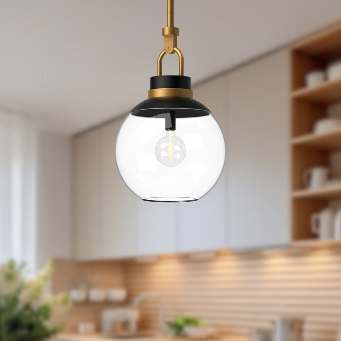 Copperfield One Light Pendant Aged Gold/Clear Glass-Pendants-Alora-Lighting Design Store