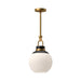 Copperfield One Light Pendant Aged Gold/Opal Matte Glass-Pendants-Alora-Lighting Design Store