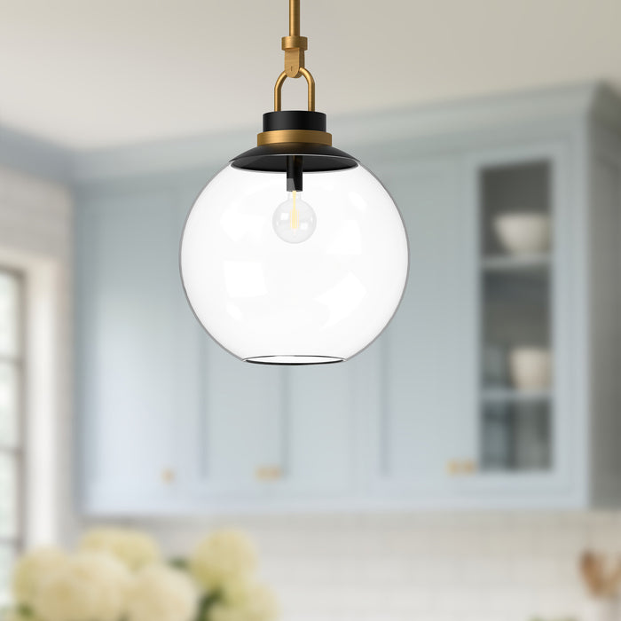 Copperfield One Light Pendant Aged Gold/Clear Glass-Pendants-Alora-Lighting Design Store