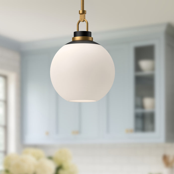 Copperfield One Light Pendant Aged Gold/Opal Matte Glass-Pendants-Alora-Lighting Design Store