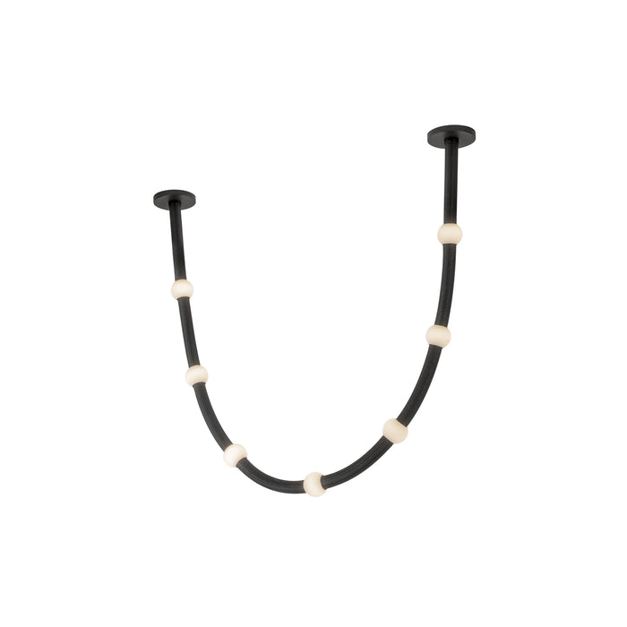 Corda LED Pendant Black/Opal Glass-Large Chandeliers-Kuzco Lighting-Lighting Design Store