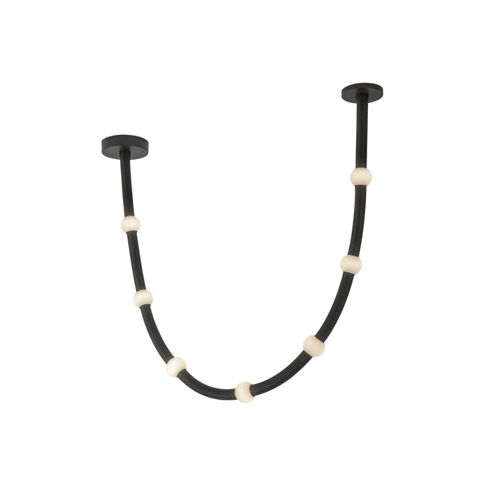 Corda LED Pendant Black/Opal Glass-Large Chandeliers-Kuzco Lighting-Lighting Design Store