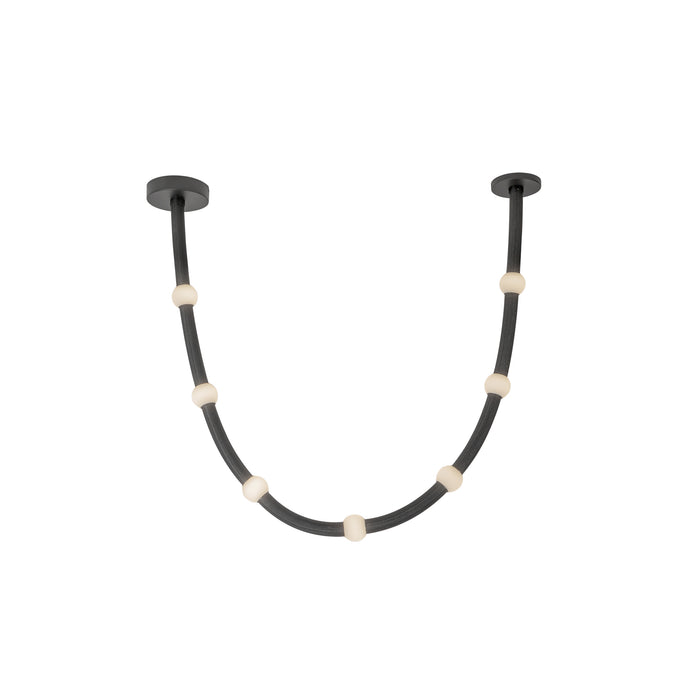 Corda LED Pendant Black/Opal Glass-Large Chandeliers-Kuzco Lighting-Lighting Design Store