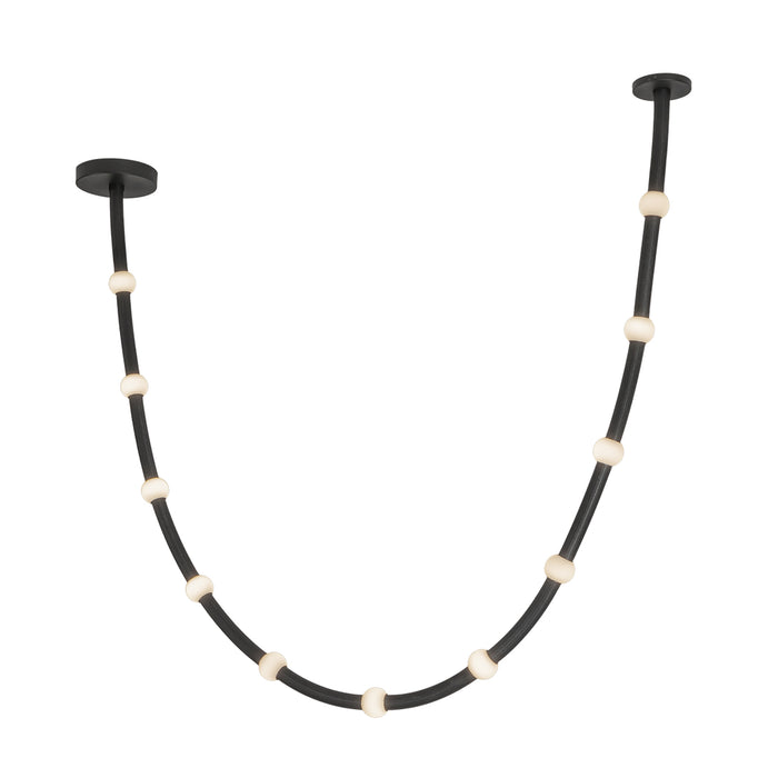 Corda LED Pendant Black/Opal Glass-Large Chandeliers-Kuzco Lighting-Lighting Design Store