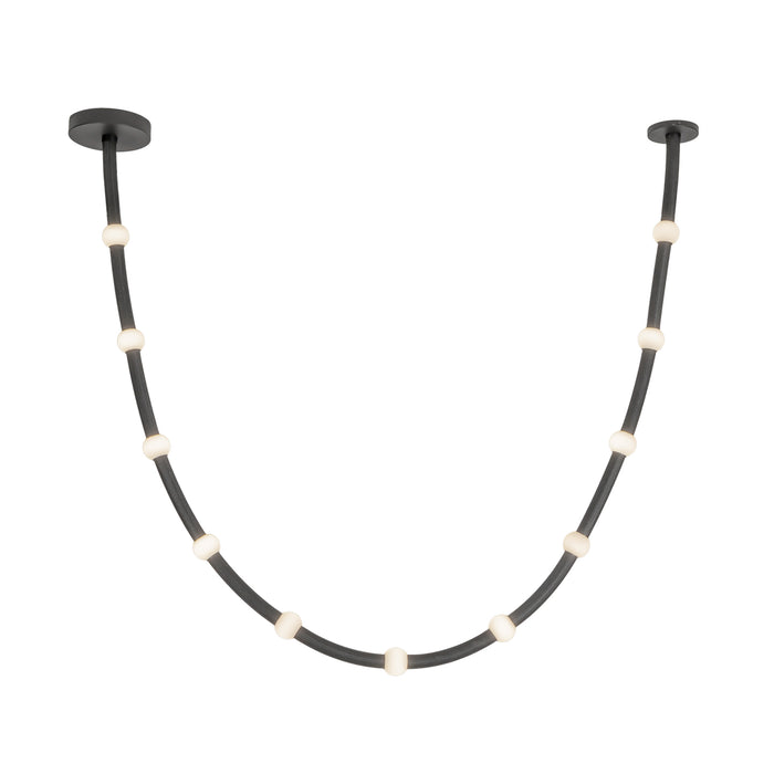 Corda LED Pendant Black/Opal Glass-Large Chandeliers-Kuzco Lighting-Lighting Design Store