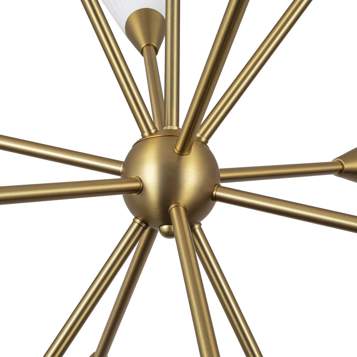 Cosmo 12 Light Chandelier Brushed Gold/Glossy Ribbed Opal Glass-Large Chandeliers-Alora-Lighting Design Store