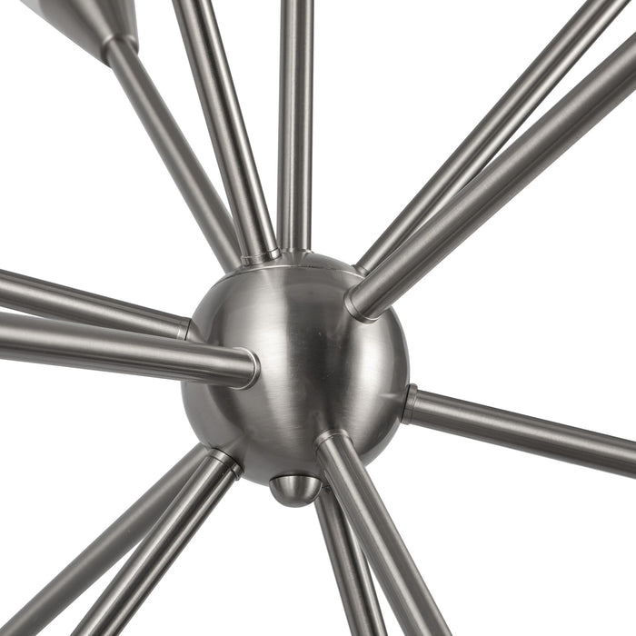 Cosmo 12 Light Chandelier Brushed Nickel/Glossy Ribbed Opal Glass-Large Chandeliers-Alora-Lighting Design Store