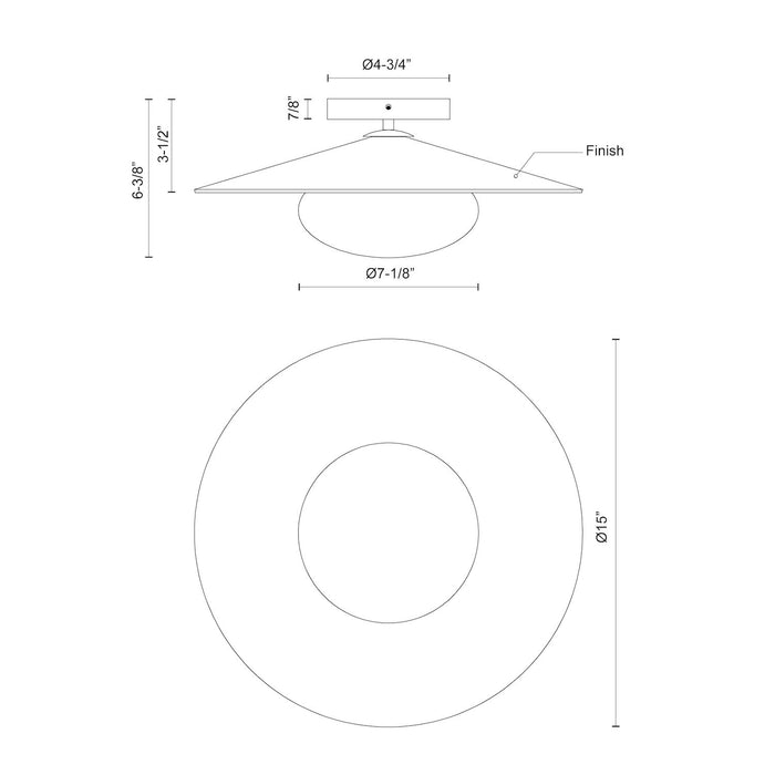 Cruz LED Flush Mount Metal - Black/White-Flush Mounts-Kuzco Lighting-Lighting Design Store