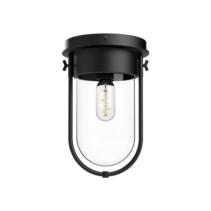 Cyrus One Light Flush Mount Clear Glass/Matte Black-Flush Mounts-Alora-Lighting Design Store