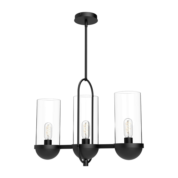 Cyrus Three Light Linear Pendant Clear Glass/Matte Black-Mid. Chandeliers-Alora-Lighting Design Store
