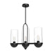 Cyrus Three Light Linear Pendant Clear Glass/Matte Black-Mid. Chandeliers-Alora-Lighting Design Store