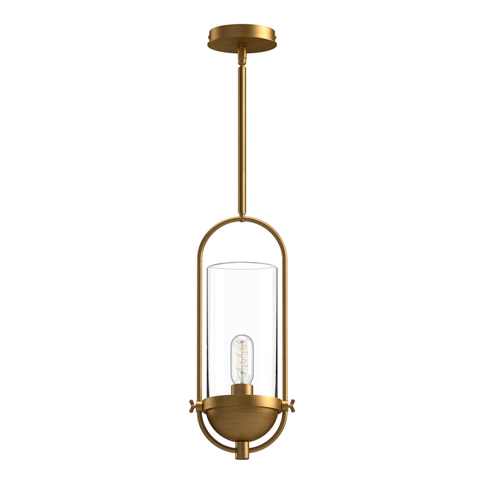 Cyrus One Light Pendant Aged Gold/Clear Glass-Mini Pendants-Alora-Lighting Design Store
