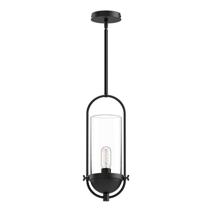 Cyrus One Light Pendant Clear Glass/Matte Black-Mini Pendants-Alora-Lighting Design Store
