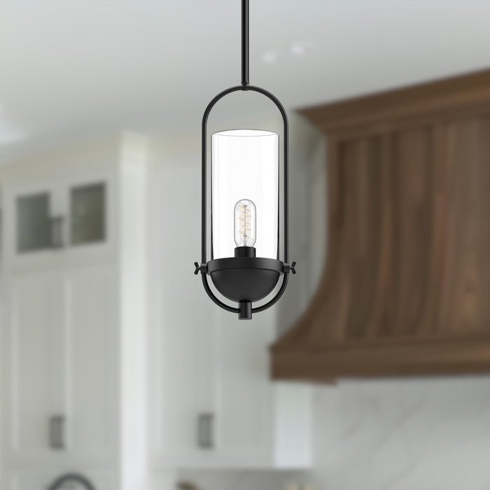 Cyrus One Light Pendant Clear Glass/Matte Black-Mini Pendants-Alora-Lighting Design Store