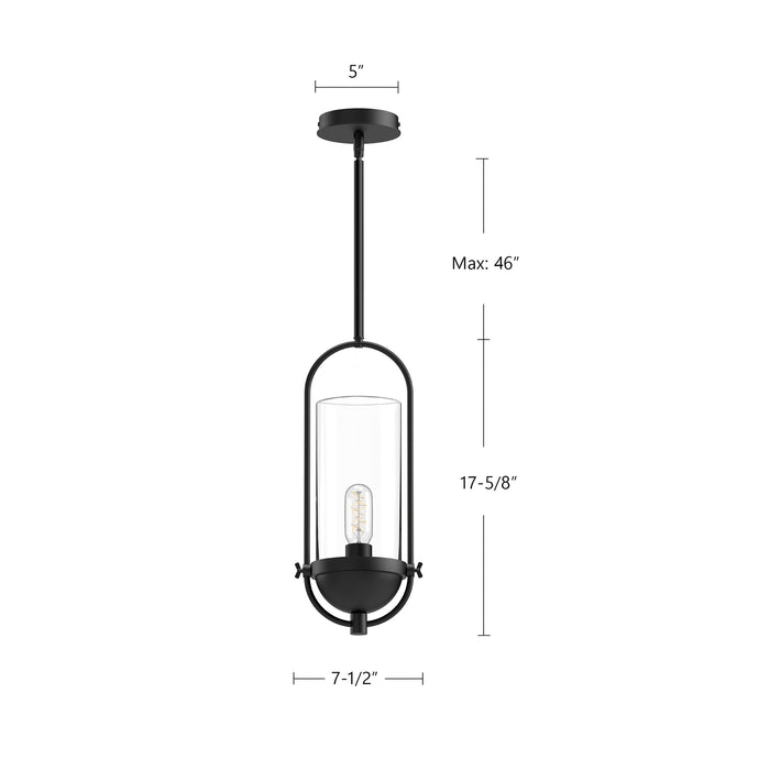 Cyrus One Light Pendant Clear Glass/Matte Black-Mini Pendants-Alora-Lighting Design Store
