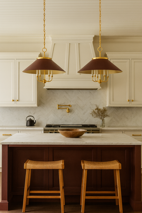 Clivedon Five Light Chandelier Aged Brass/Soft Crimson-Mid. Chandeliers-Hudson Valley-Lighting Design Store