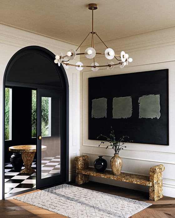 Dahlia LED Chandelier Vintage Brass/Alabaster-Large Chandeliers-Alora-Lighting Design Store