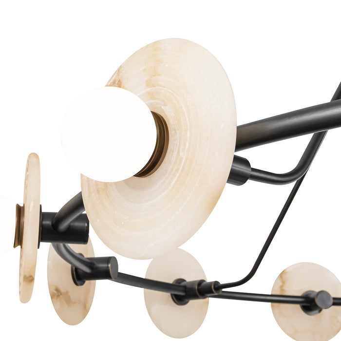 Dahlia LED Chandelier Urban Bronze/Alabaster-Large Chandeliers-Alora-Lighting Design Store
