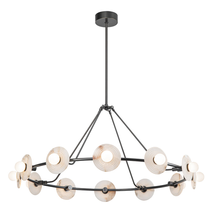 Dahlia LED Chandelier Urban Bronze/Alabaster-Large Chandeliers-Alora-Lighting Design Store