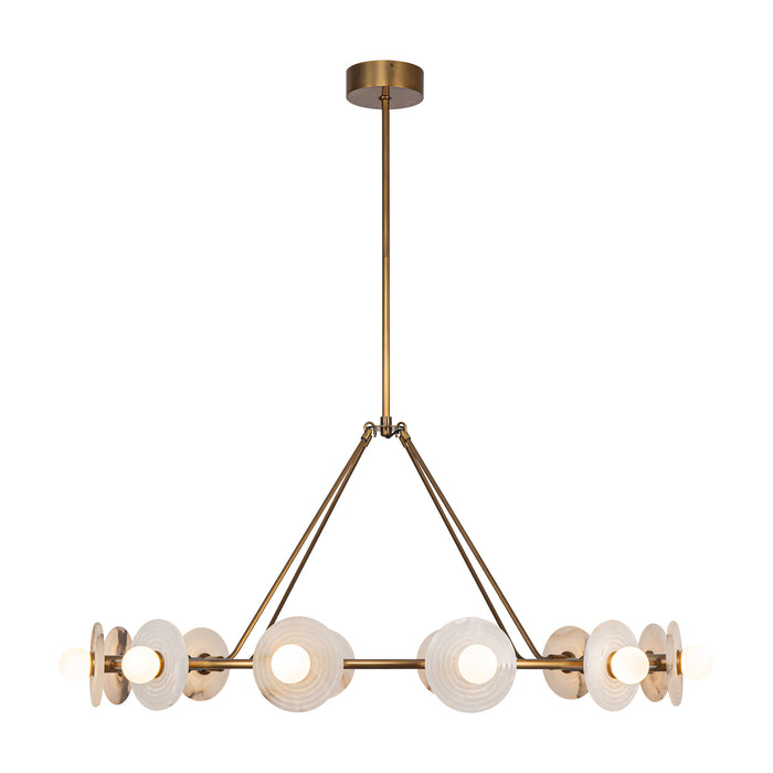 Dahlia LED Chandelier Vintage Brass/Alabaster-Large Chandeliers-Alora-Lighting Design Store