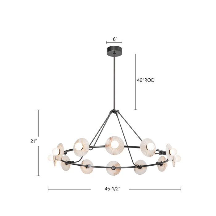 Dahlia LED Chandelier Vintage Brass/Alabaster-Large Chandeliers-Alora-Lighting Design Store