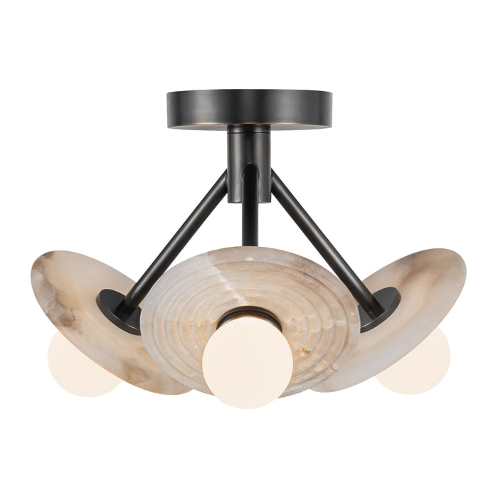 Dahlia LED Semi Flush Mount Urban Bronze/Alabaster-Semi-Flush Mts.-Alora-Lighting Design Store