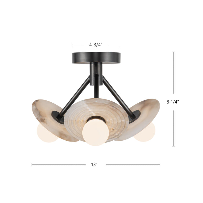 Dahlia LED Semi Flush Mount Urban Bronze/Alabaster-Semi-Flush Mts.-Alora-Lighting Design Store