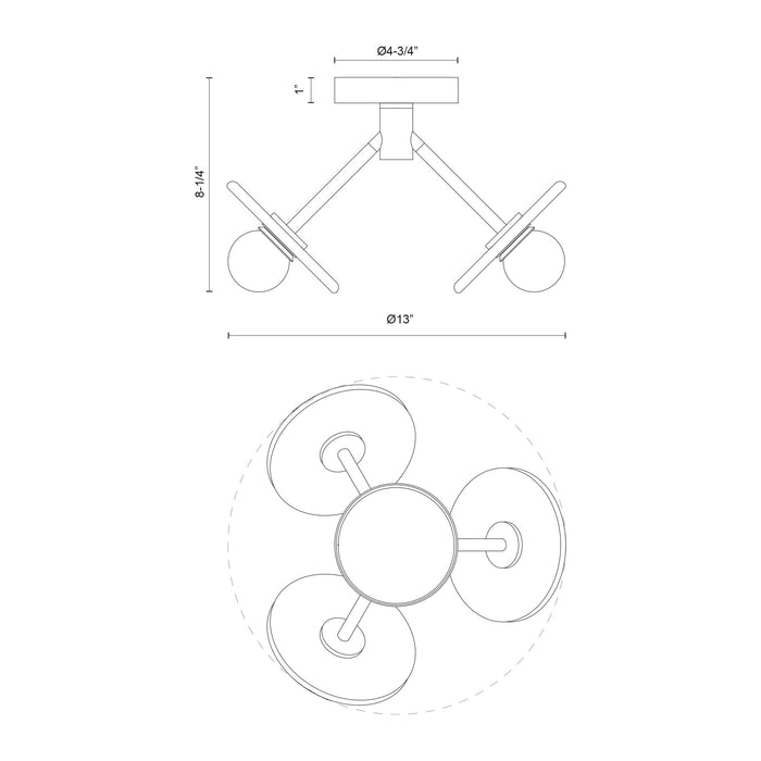 Dahlia LED Semi Flush Mount Vintage Brass/Alabaster-Semi-Flush Mts.-Alora-Lighting Design Store