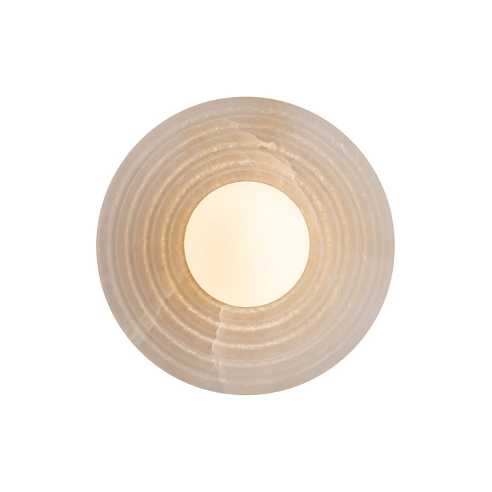 Dahlia LED Vanity Vintage Brass/Alabaster-Sconces-Alora-Lighting Design Store