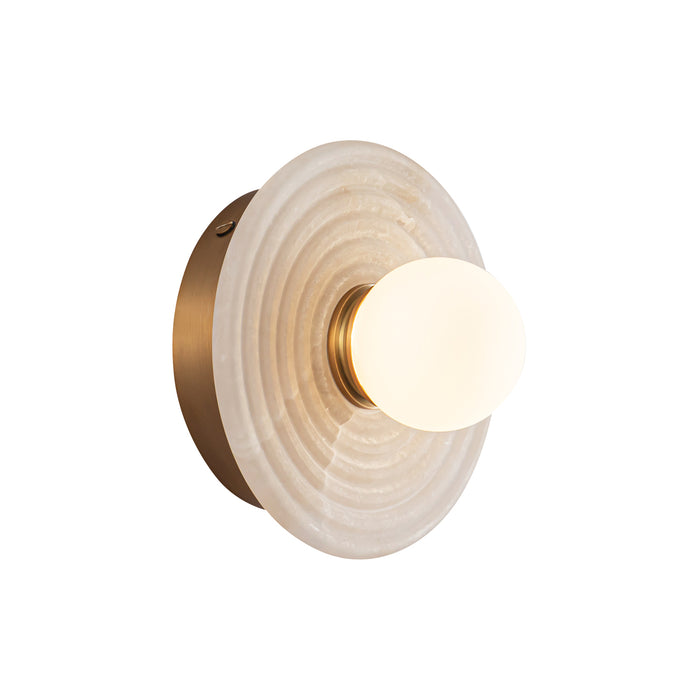 Dahlia LED Vanity Vintage Brass/Alabaster-Sconces-Alora-Lighting Design Store