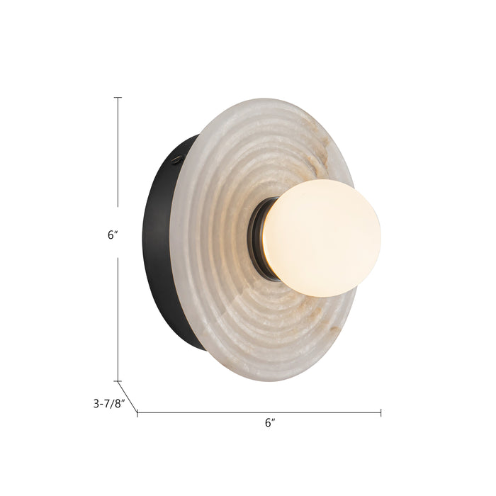 Dahlia LED Vanity Vintage Brass/Alabaster-Sconces-Alora-Lighting Design Store