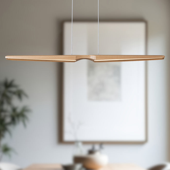 Dakota LED Linear Pendant Beech Wood-Linear/Island-Kuzco Lighting-Lighting Design Store