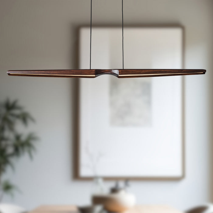 Dakota LED Linear Pendant Walnut-Linear/Island-Kuzco Lighting-Lighting Design Store