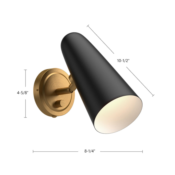 Daniel One Light Vanity Aged Gold/White-Sconces-Alora-Lighting Design Store