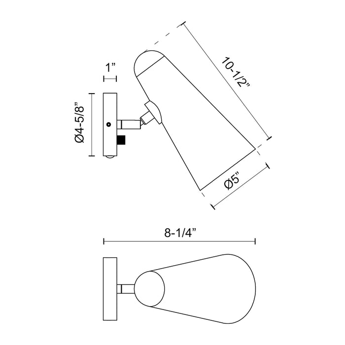 Daniel One Light Vanity Aged Gold/Matte Black-Sconces-Alora-Lighting Design Store
