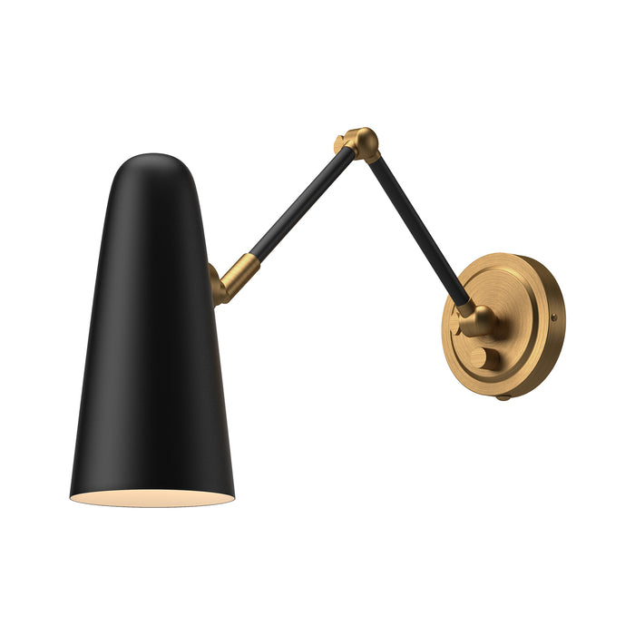 Daniel One Light Vanity Aged Gold/Matte Black-Lamps-Alora-Lighting Design Store