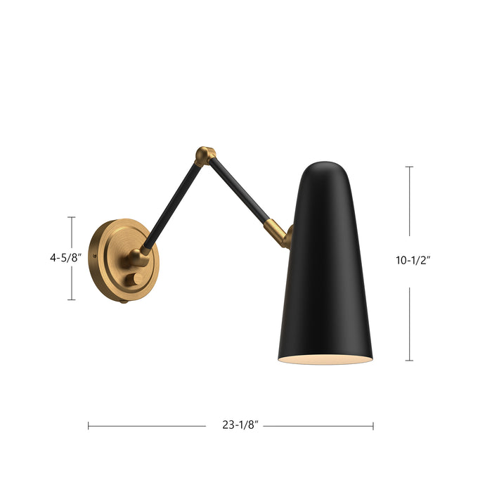 Daniel One Light Vanity Aged Gold/Matte Black-Lamps-Alora-Lighting Design Store